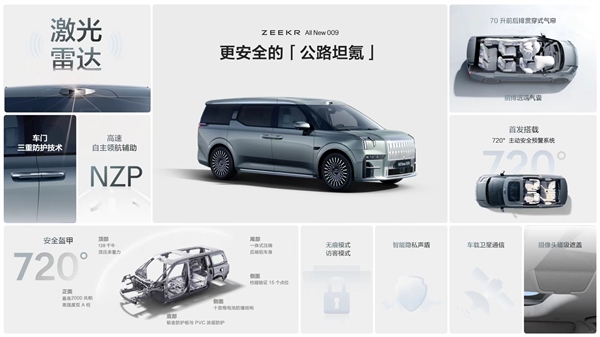 全新极氪009首发搭载720°主动安全预警系统!车内外双360°安全
