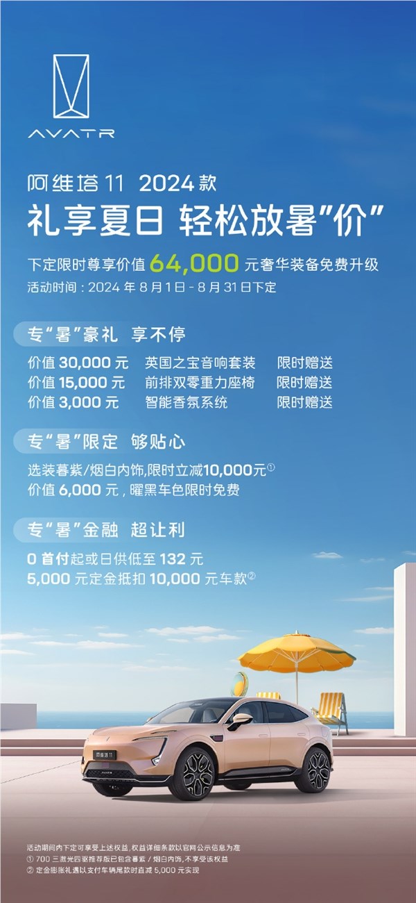 价值6.4万配置免费送!阿维塔发布最新限时购车权益