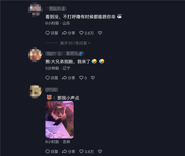 男子凌晨睁眼床边站了一头熊 逃跑不忘拿手机 网友：情绪稳定