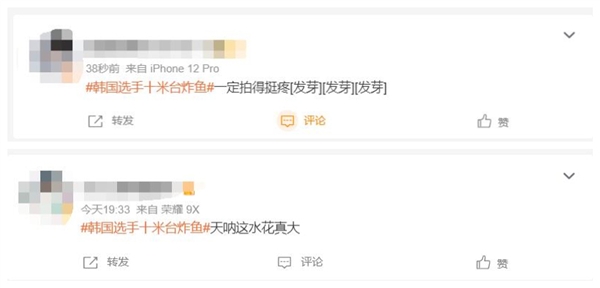 韩国选手十米台炸鱼:获得27.20分 画面引发网友热议