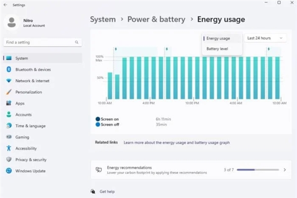 微软win11全新功能曝光!图表直观展示pc能耗