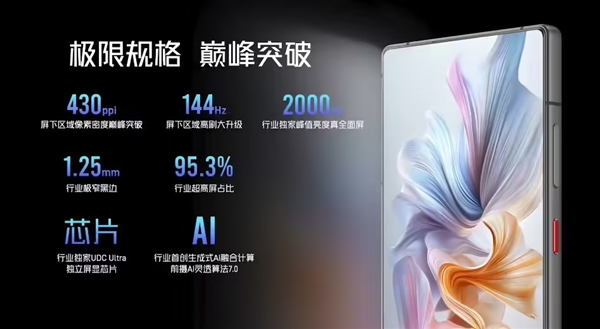 业内最完美真全面屏！努比亚z70 ultra搭载1.5k无孔屏：顶级颜值