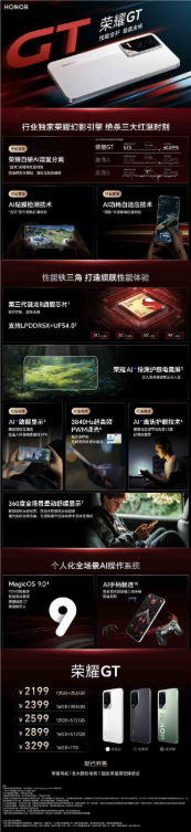荣耀gt一图看懂:2199元起友商杀手!