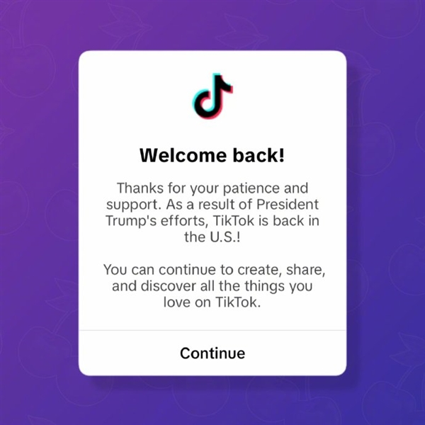 恢复服务!特朗普发帖呼吁挽救tiktok:想继续运营 卖50%股份给美国