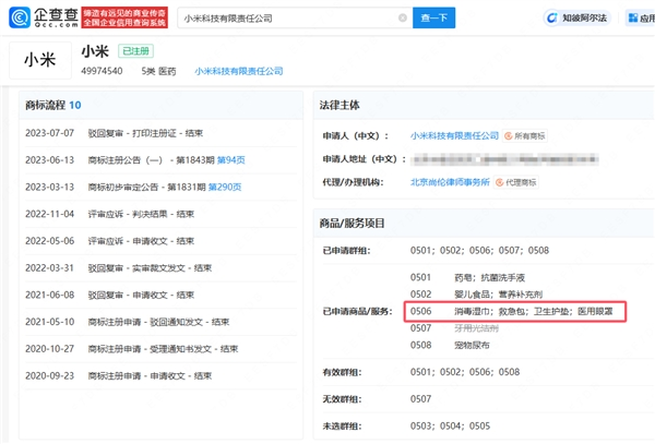 行业希望要来了!小米商标已含卫生护垫类