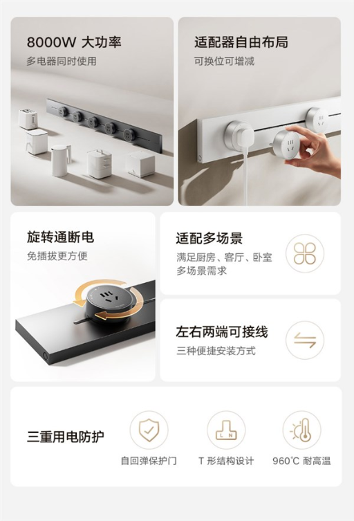 小米轨道插座众筹价289元起：8000W高负载