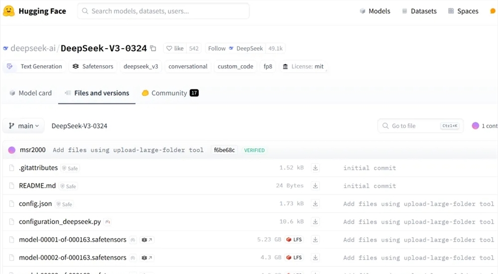 DeepSeek-V3-0324版发布 代码生成能力大幅提升