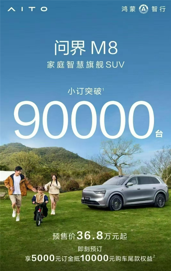 创造历史 全新问界M8小订已破9万辆：一车要打一堆“9”