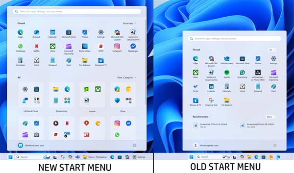 微软windows 11开始菜单大改版！全部应用一页显示、推荐项可彻底关闭