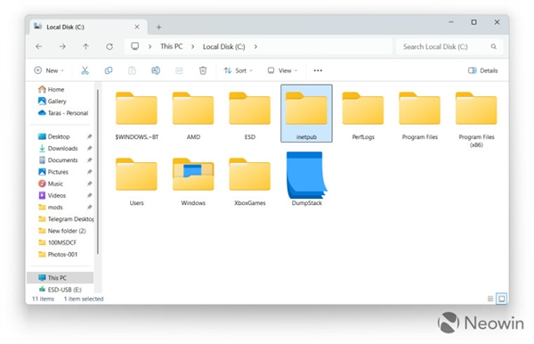 安装Windows 11四月更新后：C盘无故出现神秘文件夹