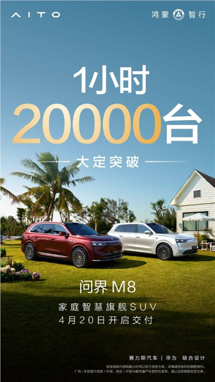 重新定义大定时间单位！全新问界M8一小时订单突破20000台