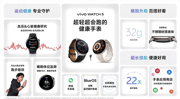 国补679.15元起！vivo watch 5发布：血压风险评估 全新自研蓝河os