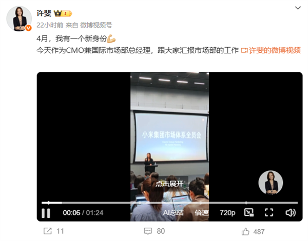 加入小米15年 小米女高管许斐新任国际市场部总经理