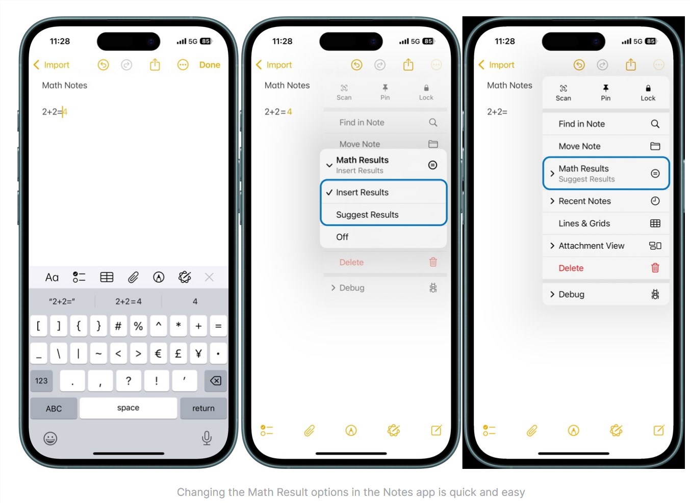 在 iOS 18 中，如何使用“备忘录”实现即时计算结果？