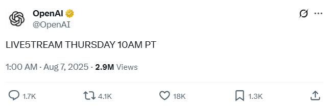 GPT-5有望明天发布，将整合多项OpenAI的最新技术