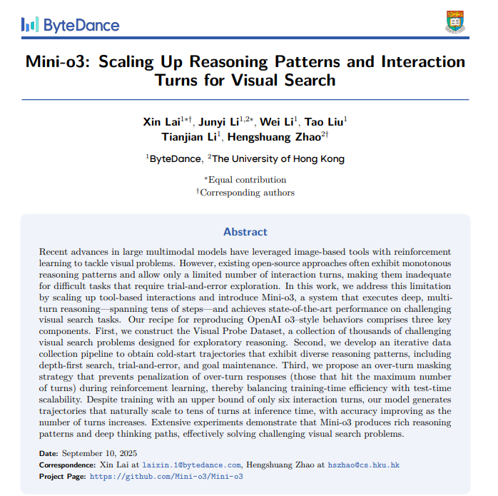 颠覆传统！Mini-o3 开源模型实现超长视觉推理，深度思考不再是难题
