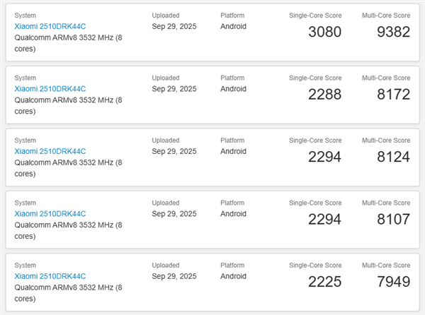 redmi k90跑分出炉:骁龙8至尊版起步 配2k直屏