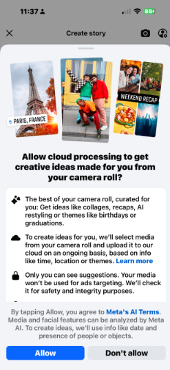 Facebook在美加推出AI照片编辑建议功能：可访问相机胶卷中未分享的照片