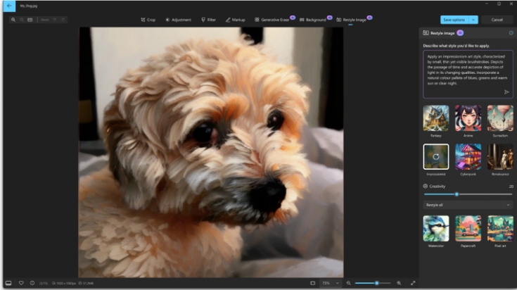 一句话生成图像!微软Photos推出AI绘图与智能重塑功能