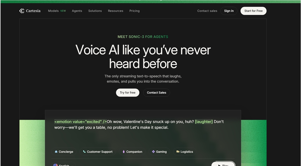 突破性低延迟!Cartesia 推出 Sonic-3语音 AI 引擎:极致拟人化，对话延迟低于100毫秒