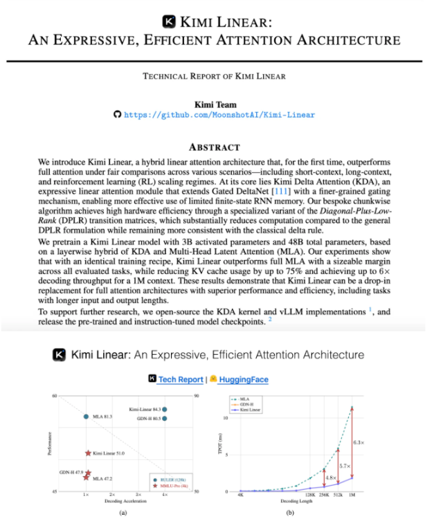 月之暗面发布Kimi Linear架构：KV缓存减少75%，推理速度提升6倍，Attention机制迎来颠覆性革新！