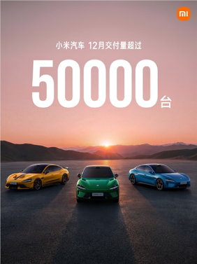 历史！小米汽车12月交付破5万台