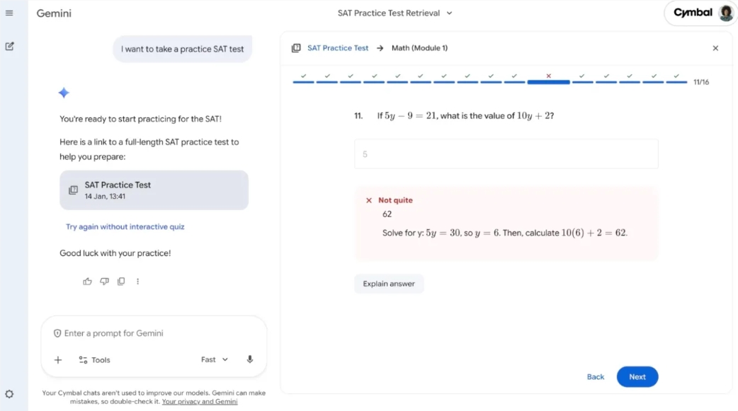 ​Google 联手权威机构推出免费 SAT 模拟考：Gemini 自动出题纠错