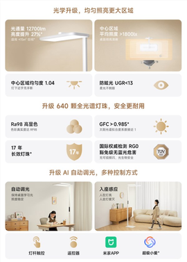 米家立式学习灯2使用场景示意图，展示其在实际环境中的照明效果