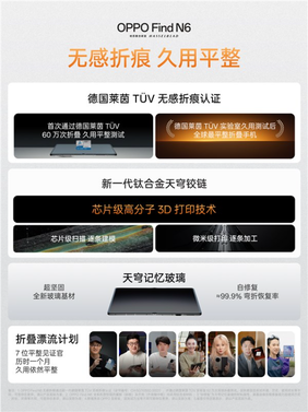 oppo find n6折叠10万次后依然平整:这就是全球最平整的折叠屏
