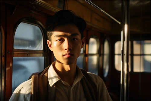 男人 车厢内 列车