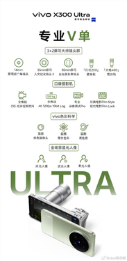 vivo x300 ultra/x300s今天正式发布 一图提前了解影像、配置关键参数