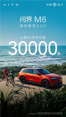 问界m6上市54天交付破3万台，价格更低的入门后驱版或随后推出