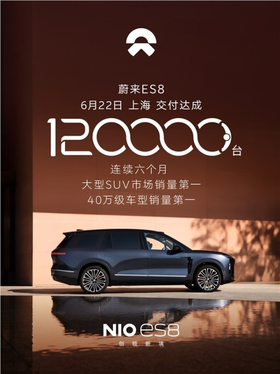 蝉联六个月大型suv销冠！蔚来es8第12万台新车交付