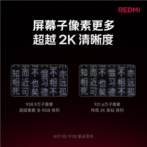 redmi k100 pro max搭载新一代超级像素屏:比2k更清晰、比1.5k功耗低