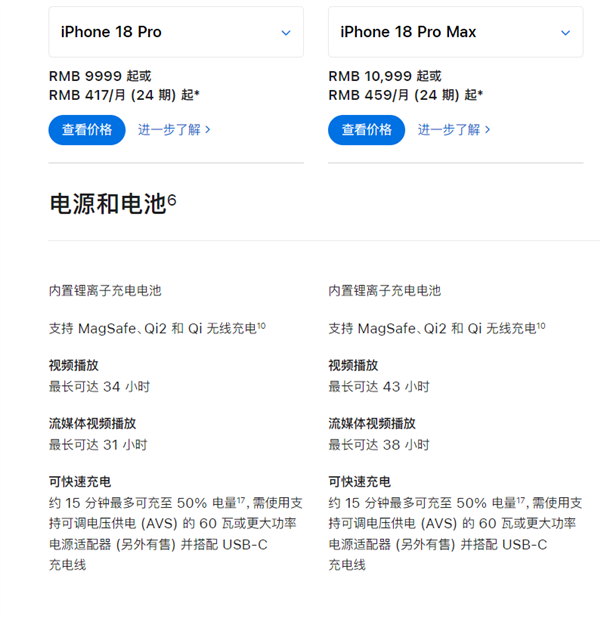 iPhone 18系列与17系列电池对比：iPhone 18 Pro Max史上续航