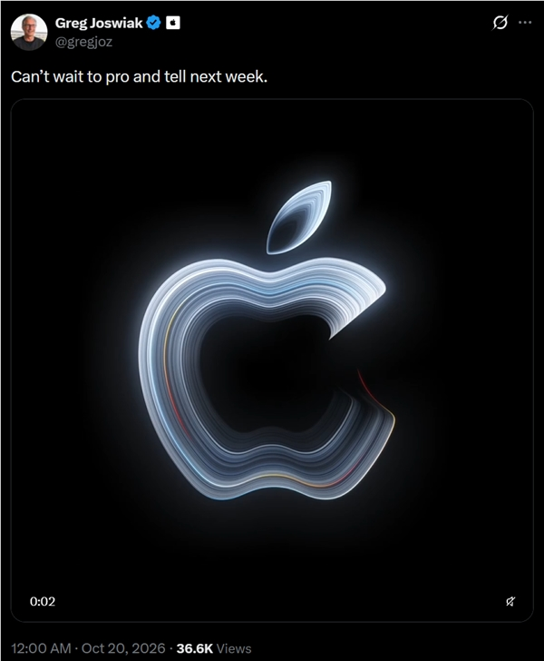苹果官宣10月29日举办特别活动！触屏MacBook Pro有望发布